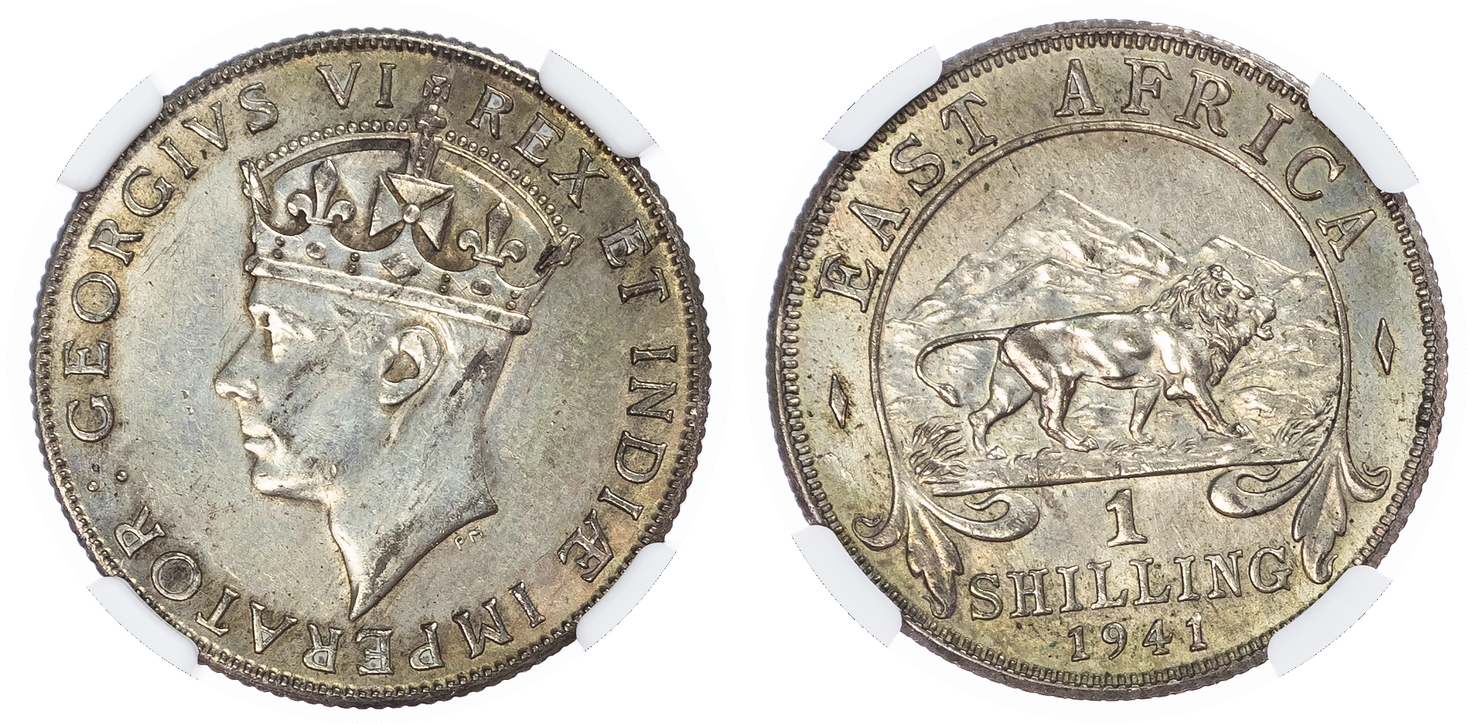 East Africa, British Colonial. George VI AR 1 Shilling. 1941 I (Bombay). Thick Rim. 