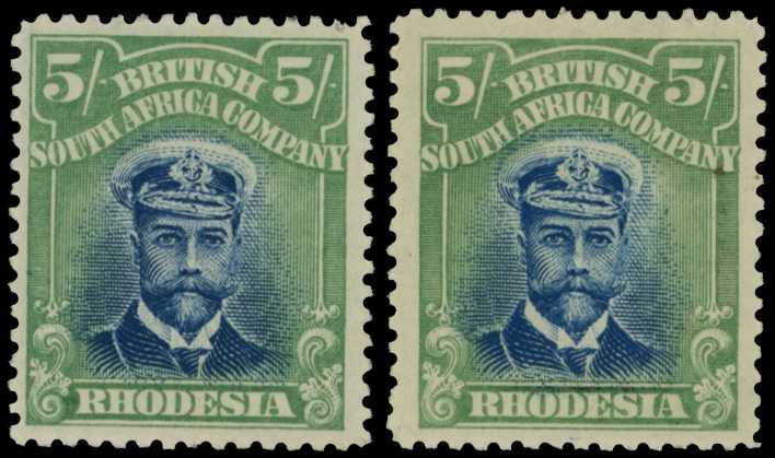 1913-7 5/- Head Die II, perf 14. Two large...