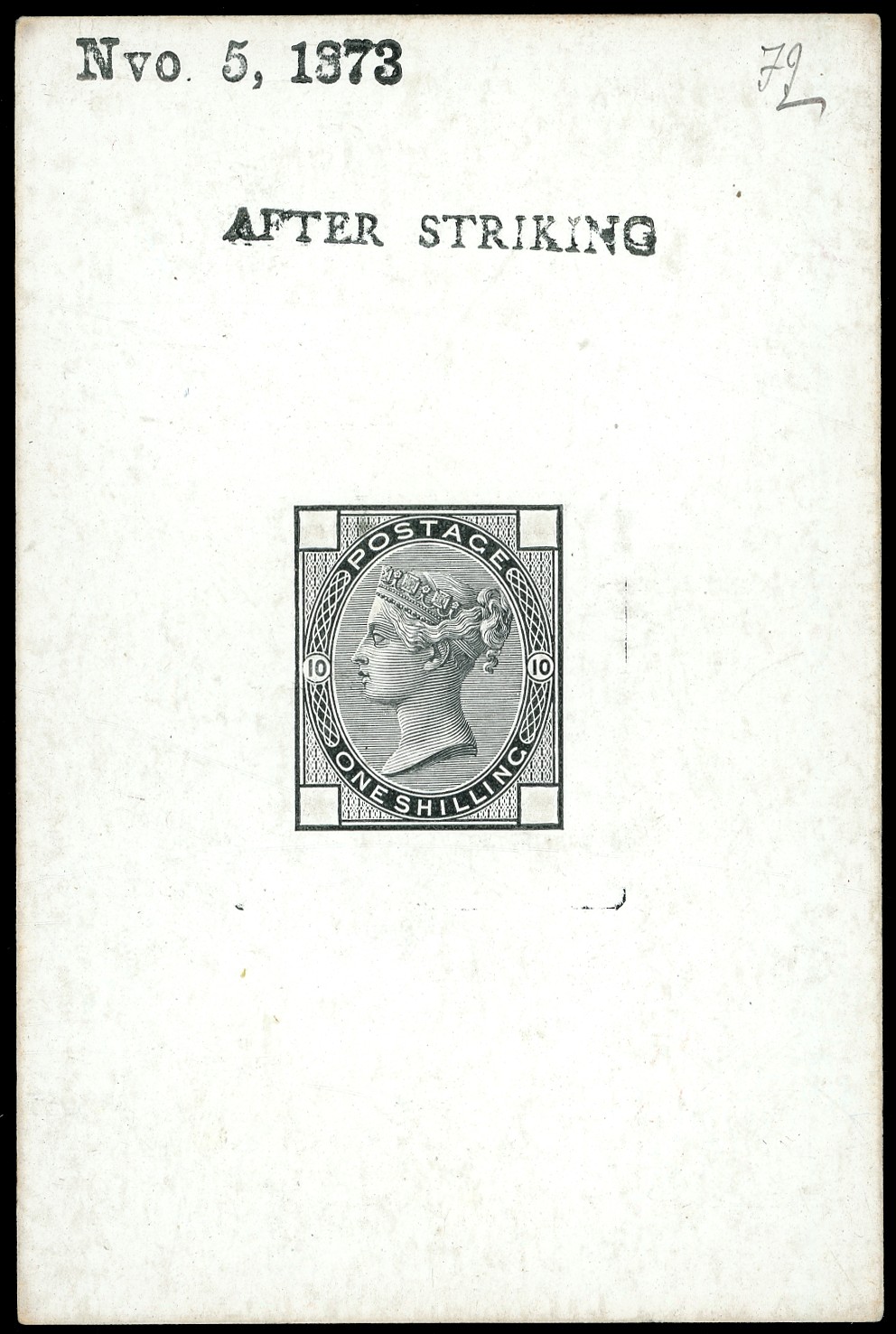 1873 1s Die proof Pl.10.