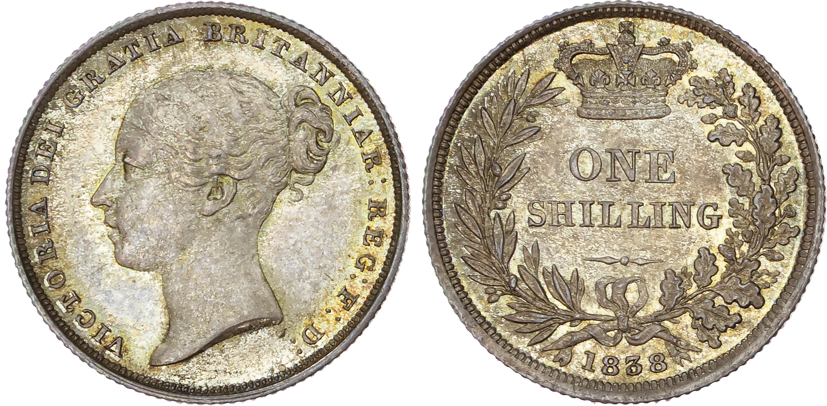 Victoria (1837-1901), Young Head Coinage (1838-1887), AR Shilling, 1838, type A¹.
