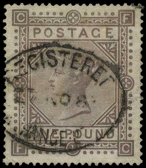 1867-83 wmk large Anchor £1 brown-lilac Plate...