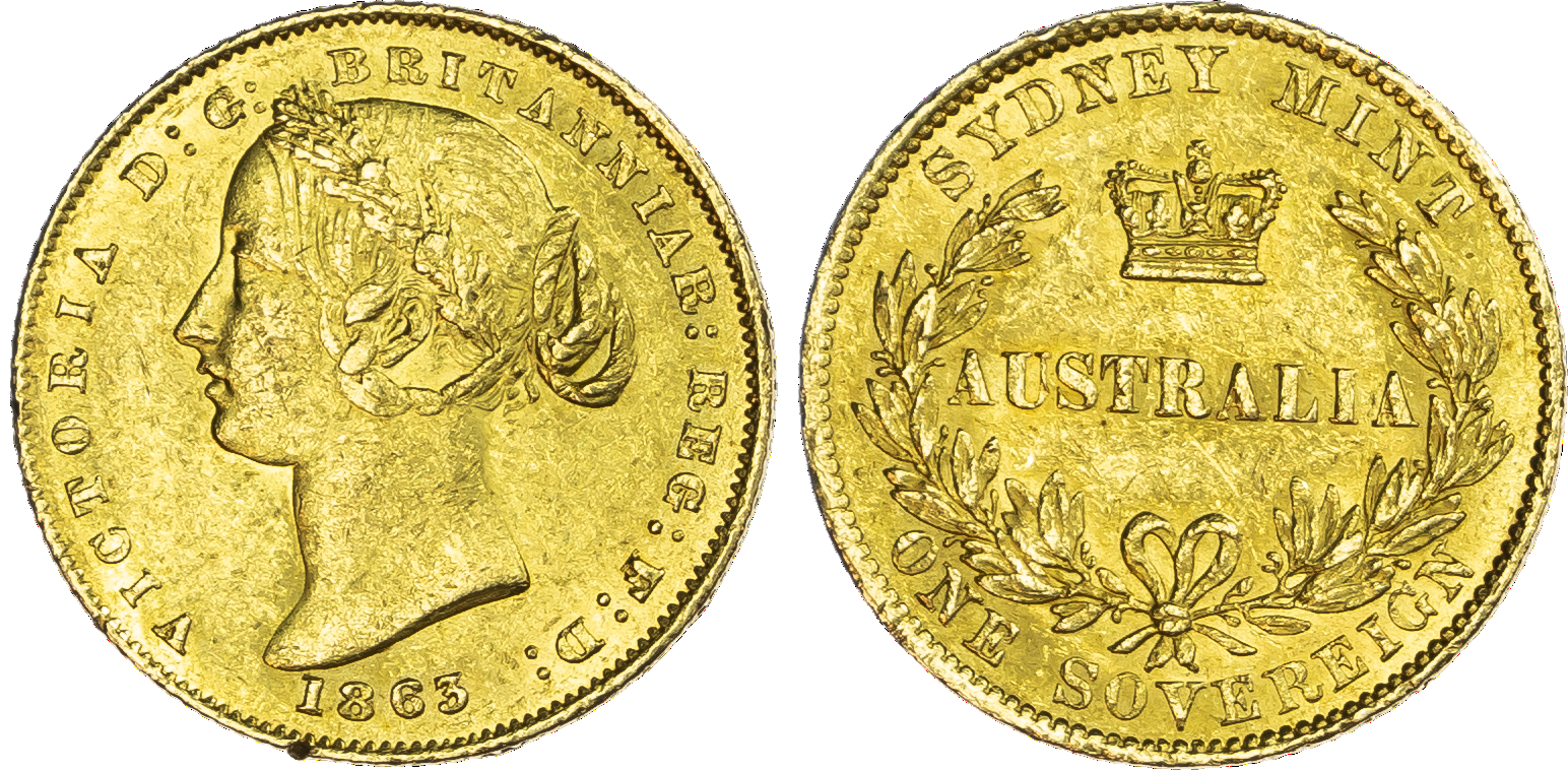 Australia. Victoria (1837‑1901). AV Sovereign 1863, Sydney mint.