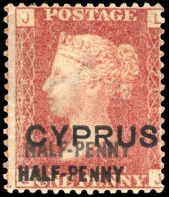 Cyprus SG 9aa ½d on 1d surcharge double mint