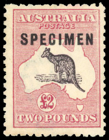 1919 £2 black and rose (Die II) overprinted “SPECIMEN” large part o.g. SG 45s