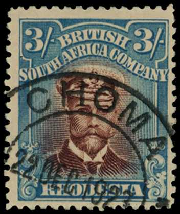 1913-7 3/- Head Die II, perf 15. Used...