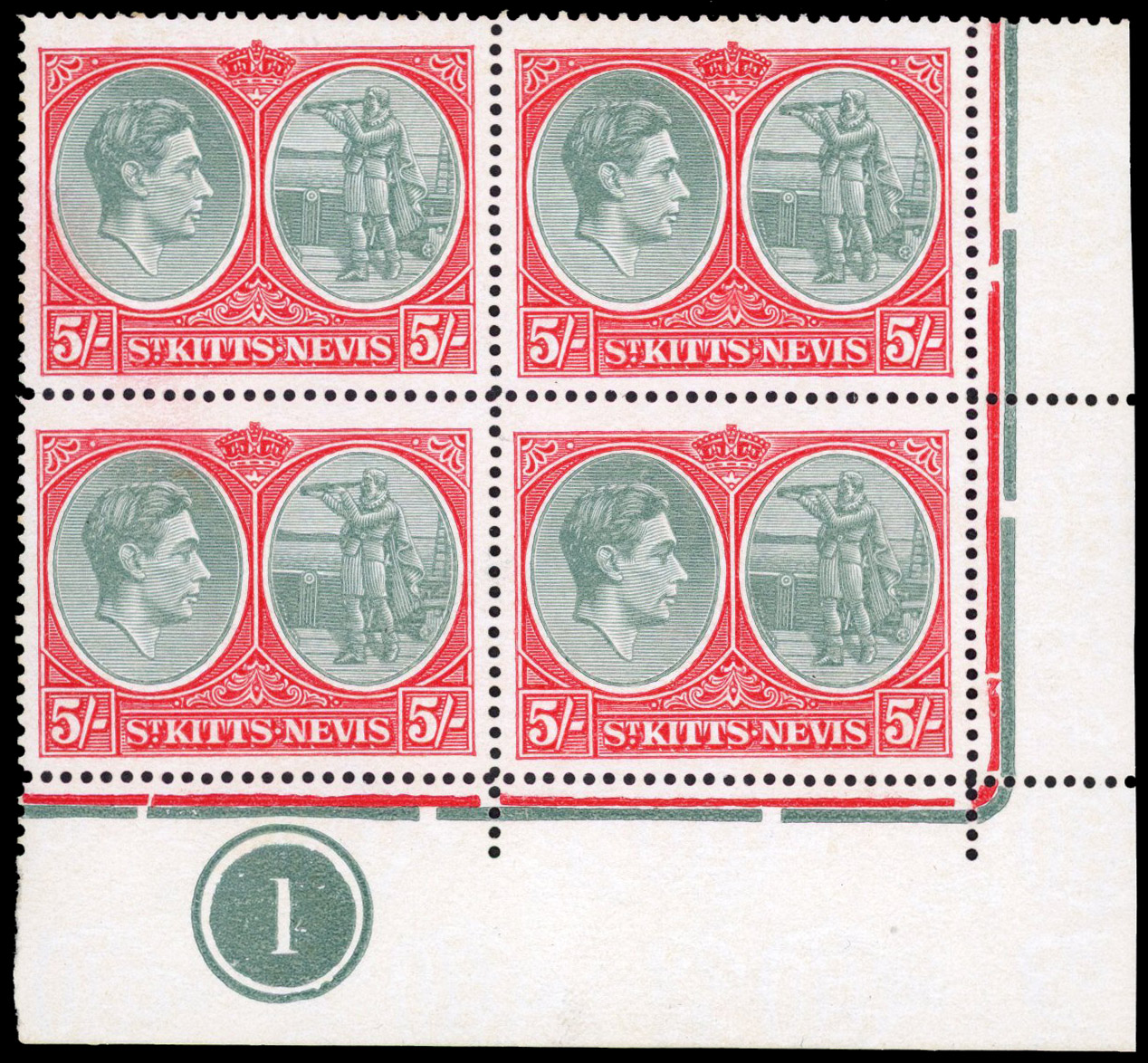 St Kitts-Nevis SG 77bc Plate block mint