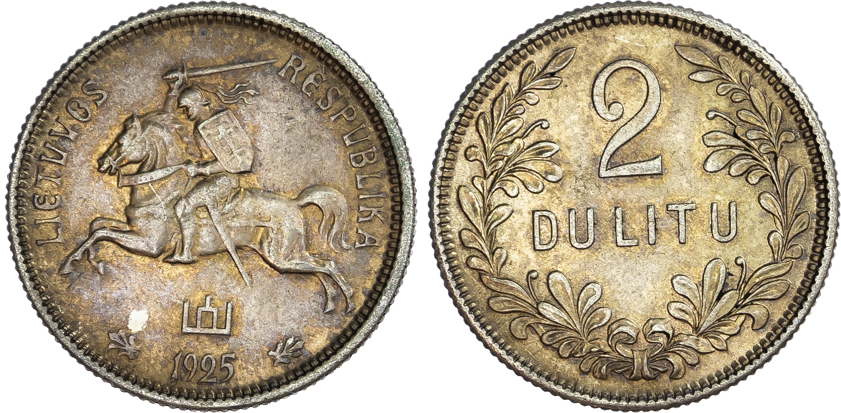 Lithuania. Lot of two, AR 1 Litas & 2 Litu. 1925.