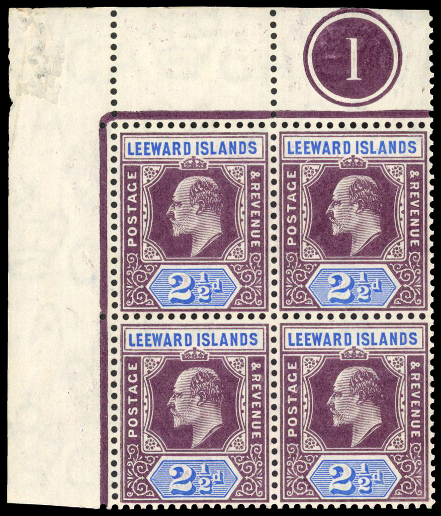 Leeward Islands SG 32 Plate block mint