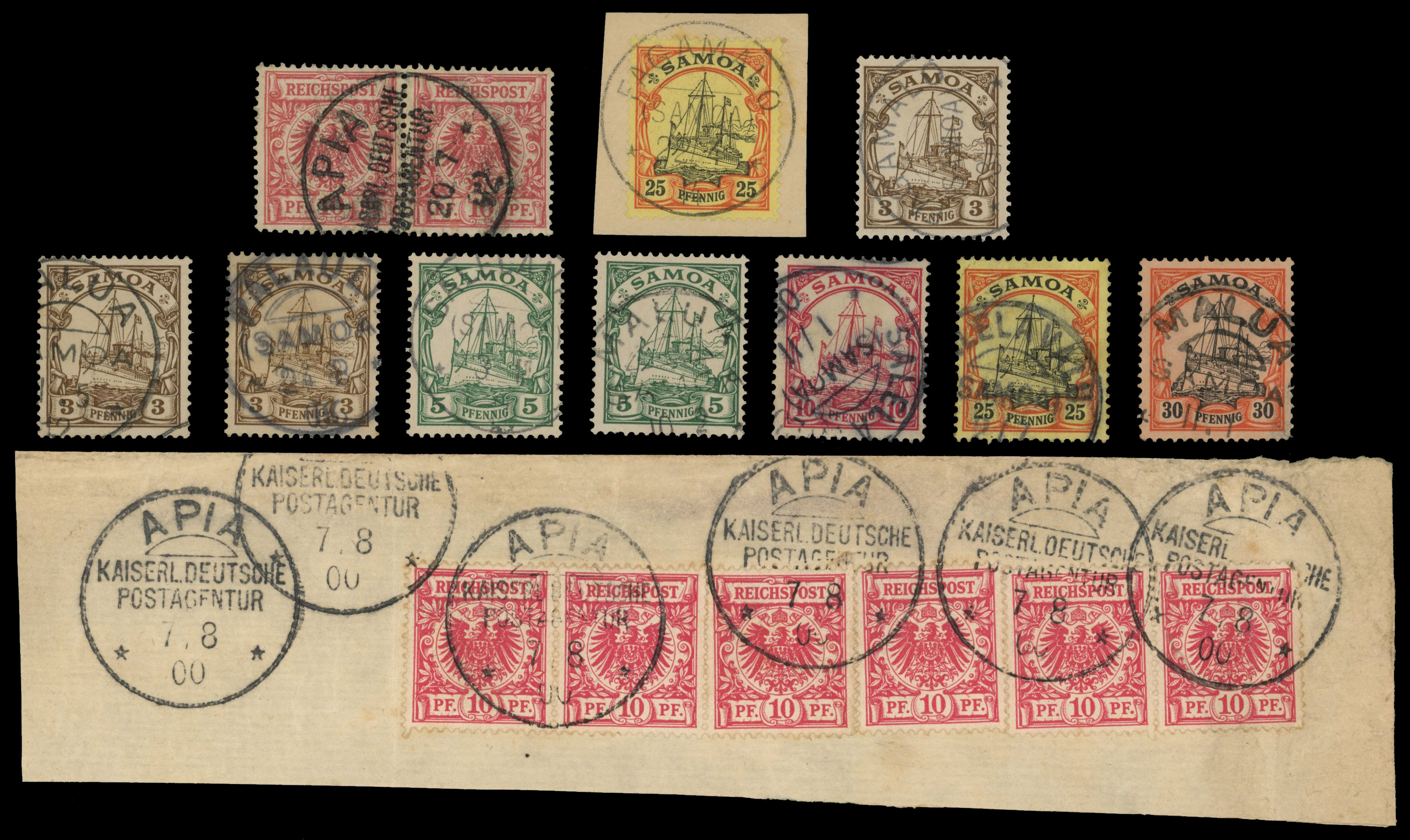 German Colonies Samoa small accumulation of postmarks