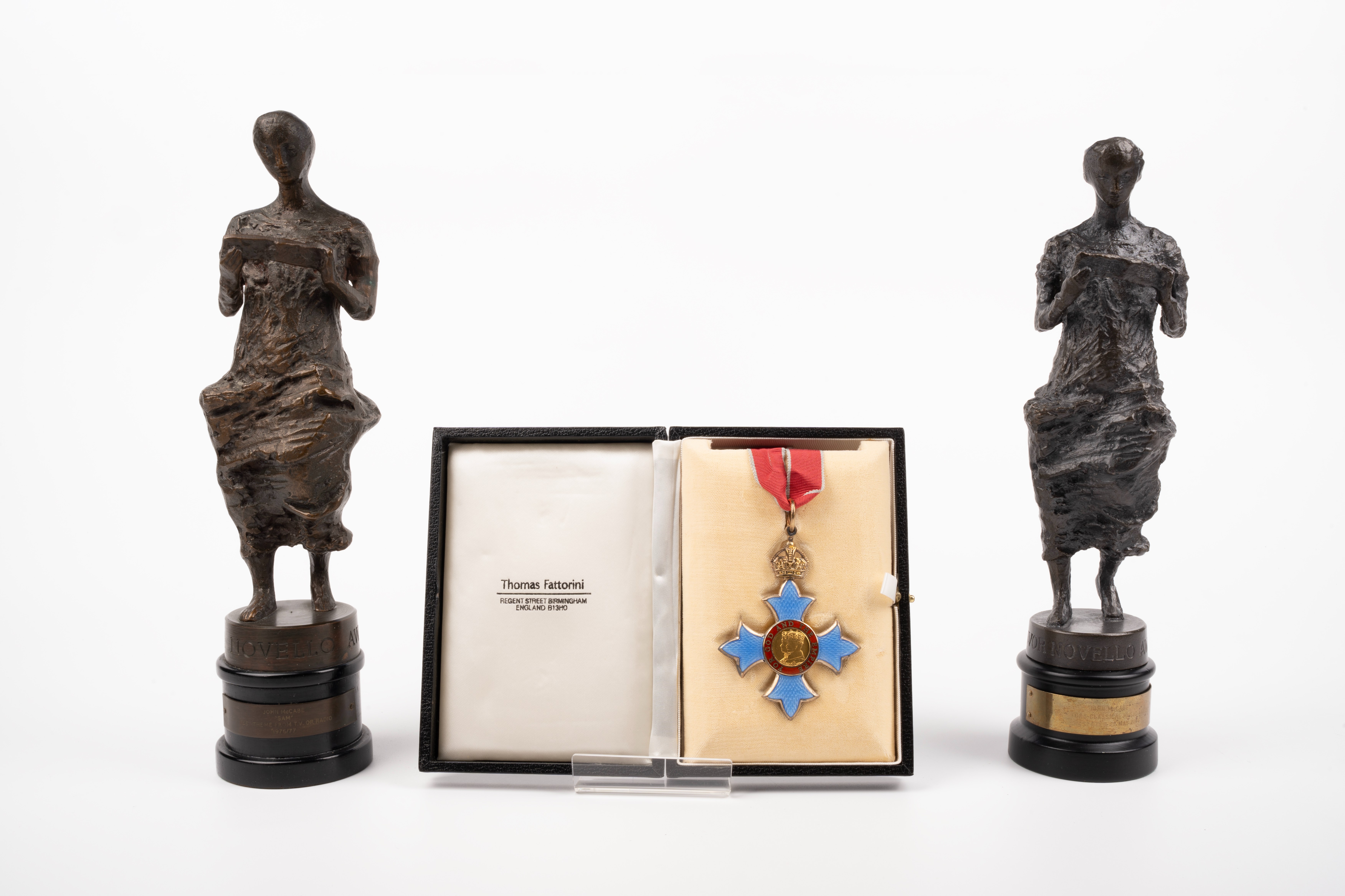 <p>The Commander of the Most Excellent Order of The British Empire (C.B.E.) and Ivor Novello Awards presented to John McCabe ,Composer, C.B.E.<strong> </strong></p>