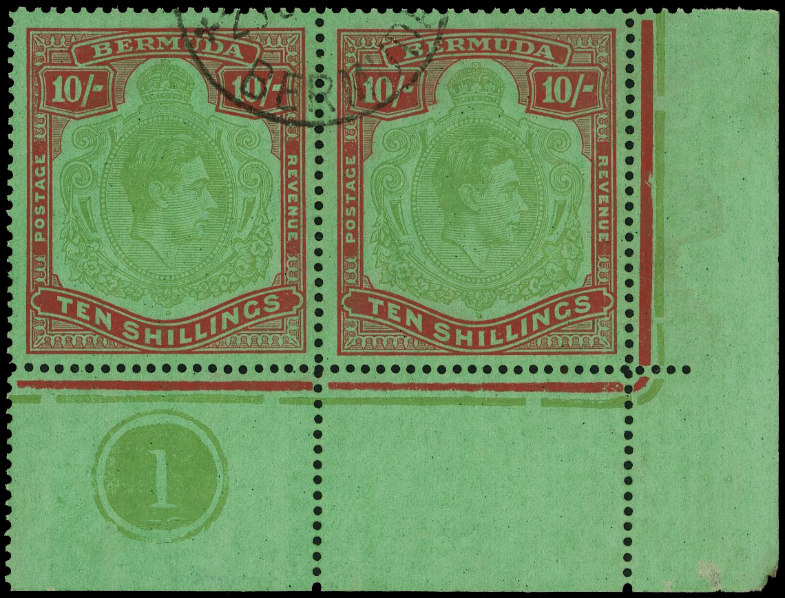 Bermuda SG 119bd, be Plate pair used