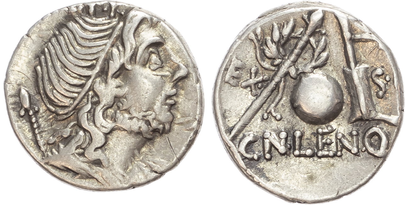 Cn. Cornelius Lentulus (76-75 BC) AR Denarius, uncertain Spanish mint, 3.92g. 