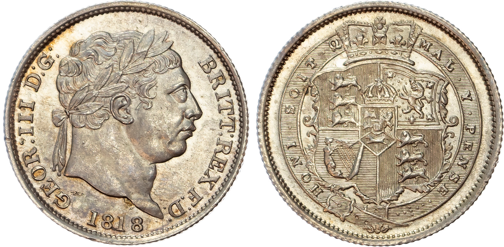 George III (1760-1820), Shilling, 1818, Laureate head 