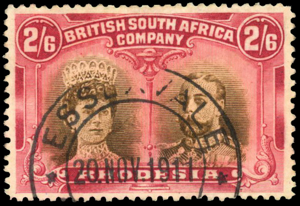 SG 156 2s6d sepia and deep crimson, used with Essexvale cds