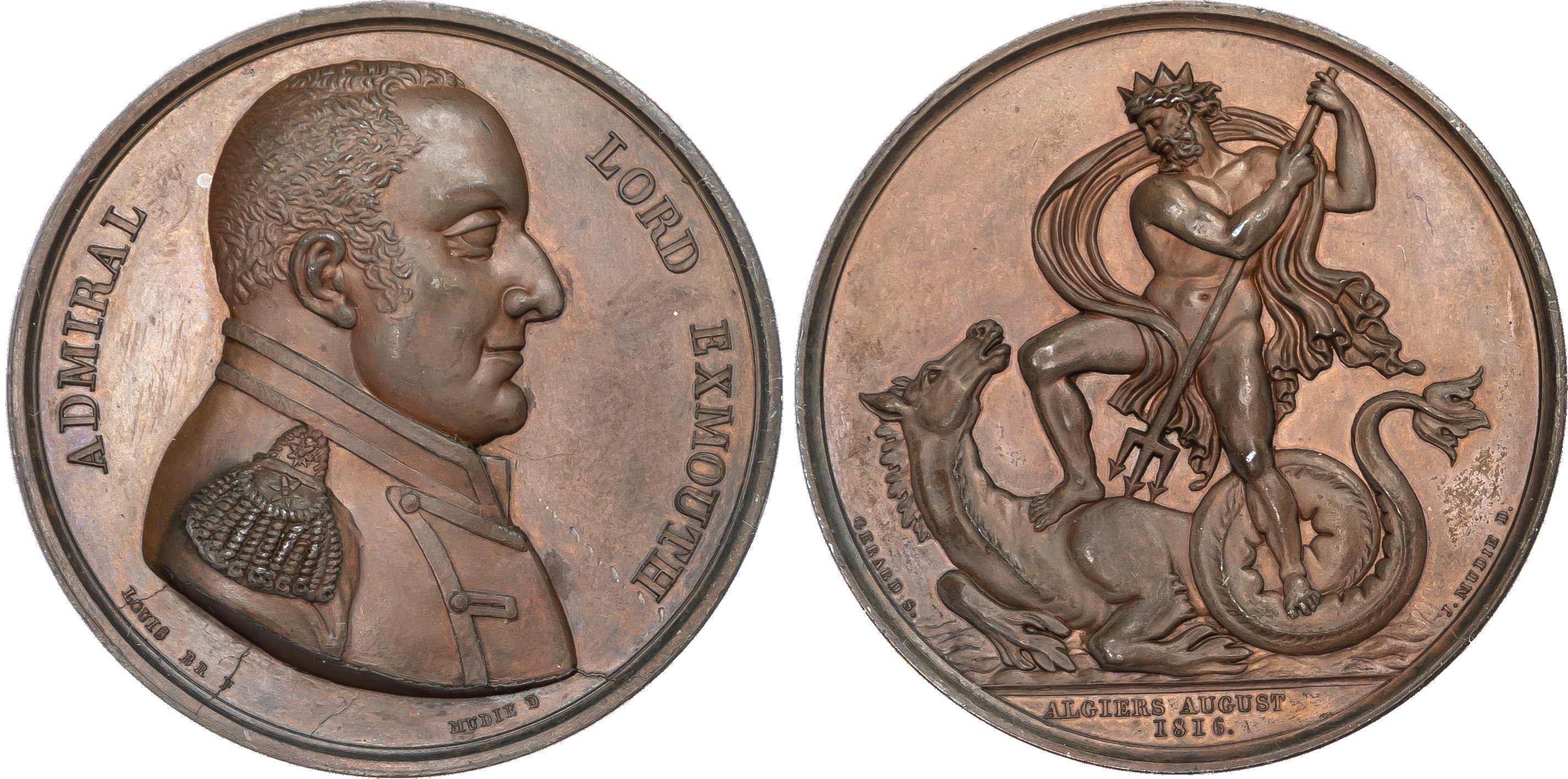 Edward Pellew, Lord Exmouth, copper medal 1816