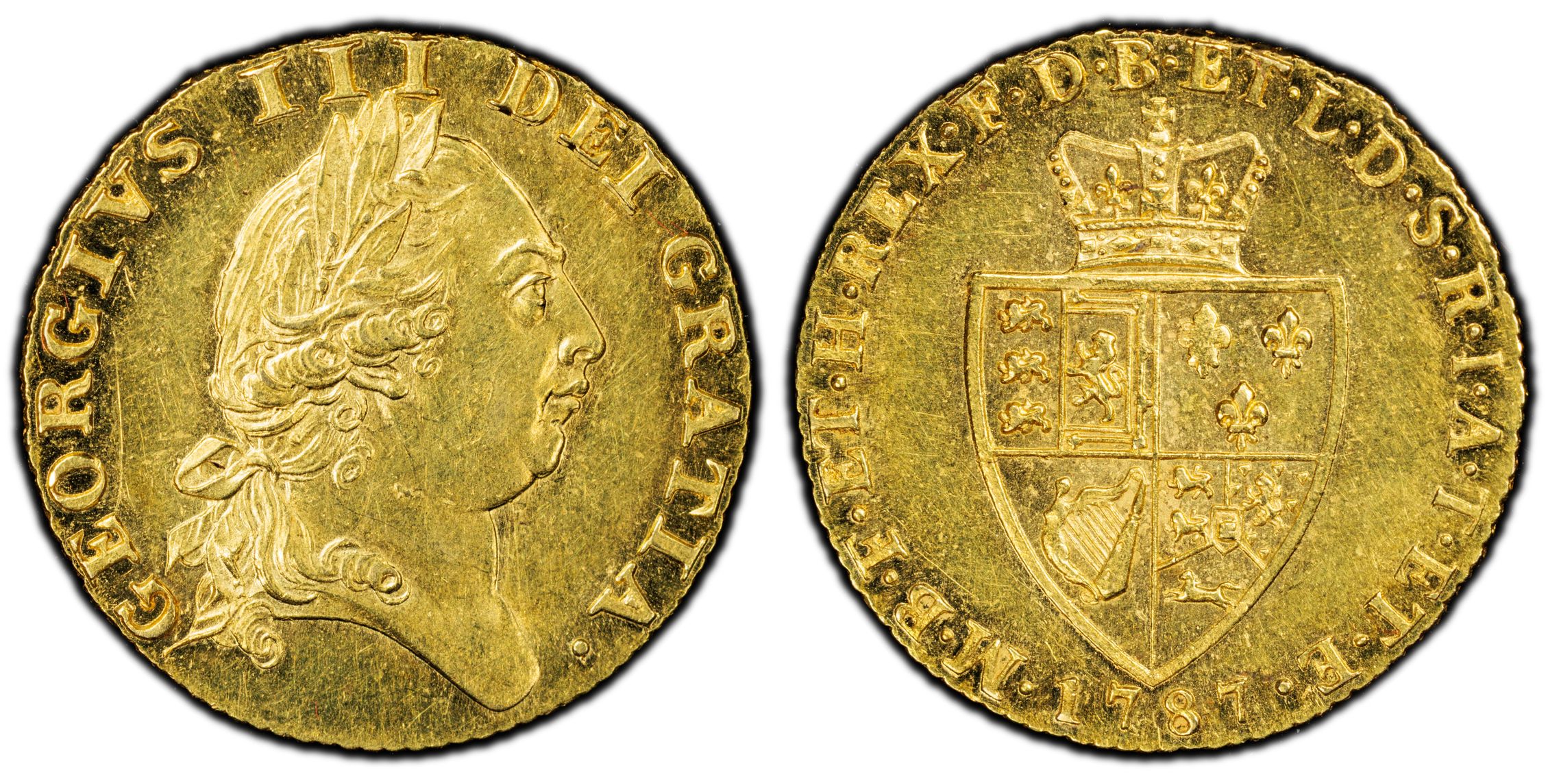 George III (1760-1820) 'Spade' Guinea, 1787. PCGS MS62