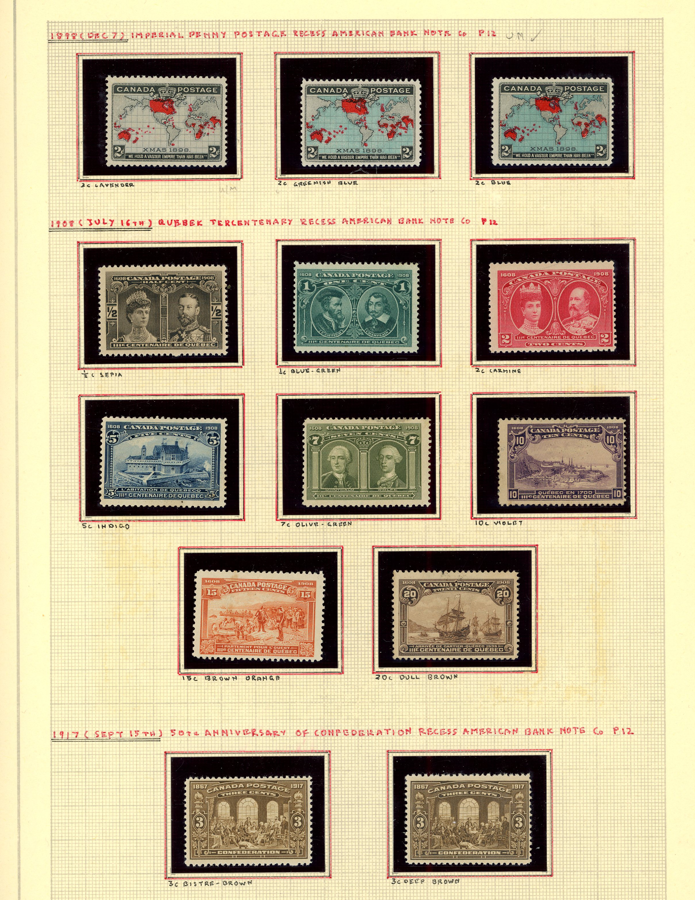 1898-1935 mint collection (123) on leaves...