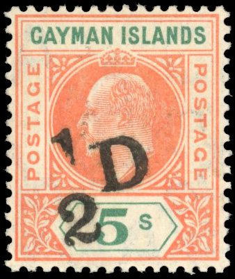 Cayman Islands SG 18 1907 ½d on 5s mint
