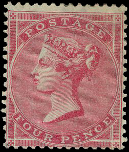 1856 4d rose (Wmk. Medium Garter)