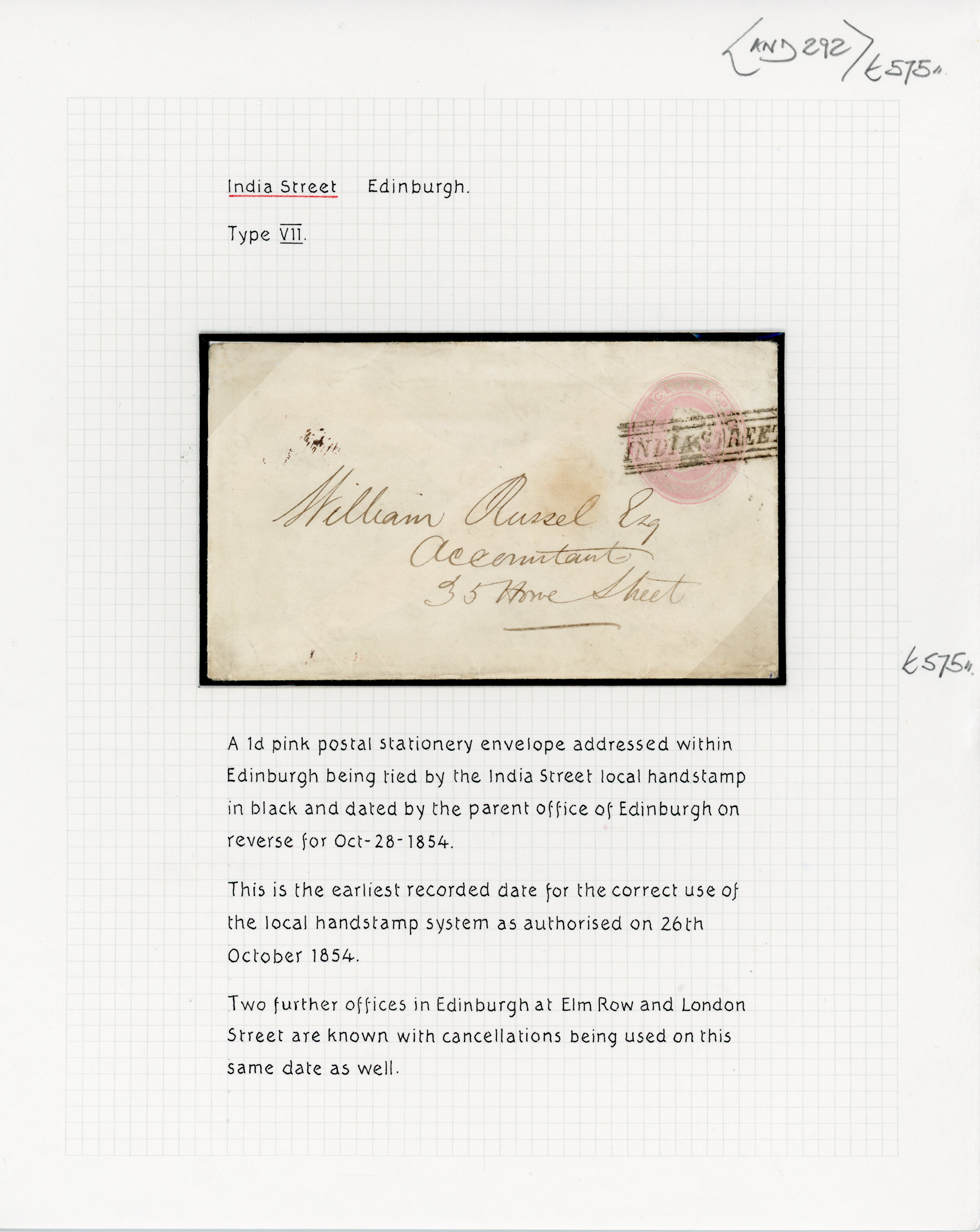 GB 1854 (OC 28) First Official day of the "Scots Local" cancel