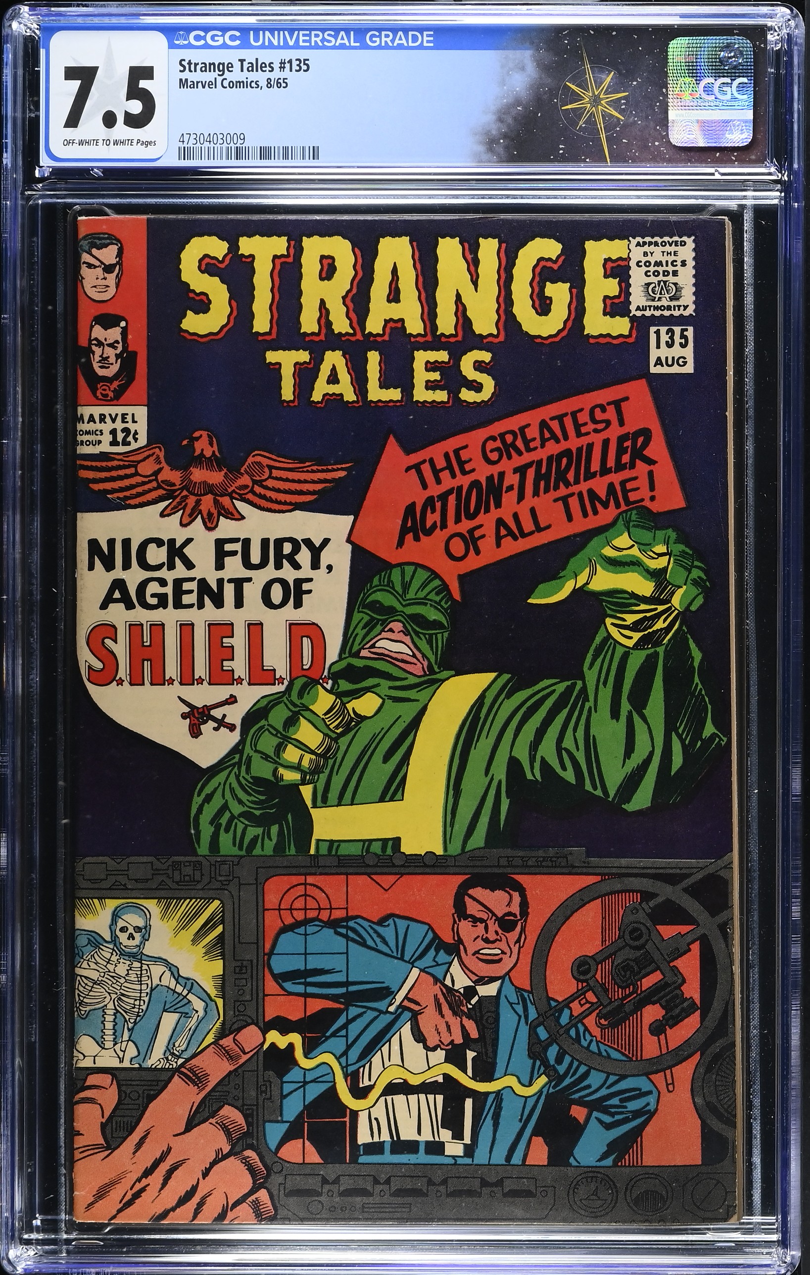 Strange Tales #135 CGC 7.5 1st Team Appearance of S.H.I.E.L.D & Hydra (Marvel Comics, 1965) Off-White to White Pages