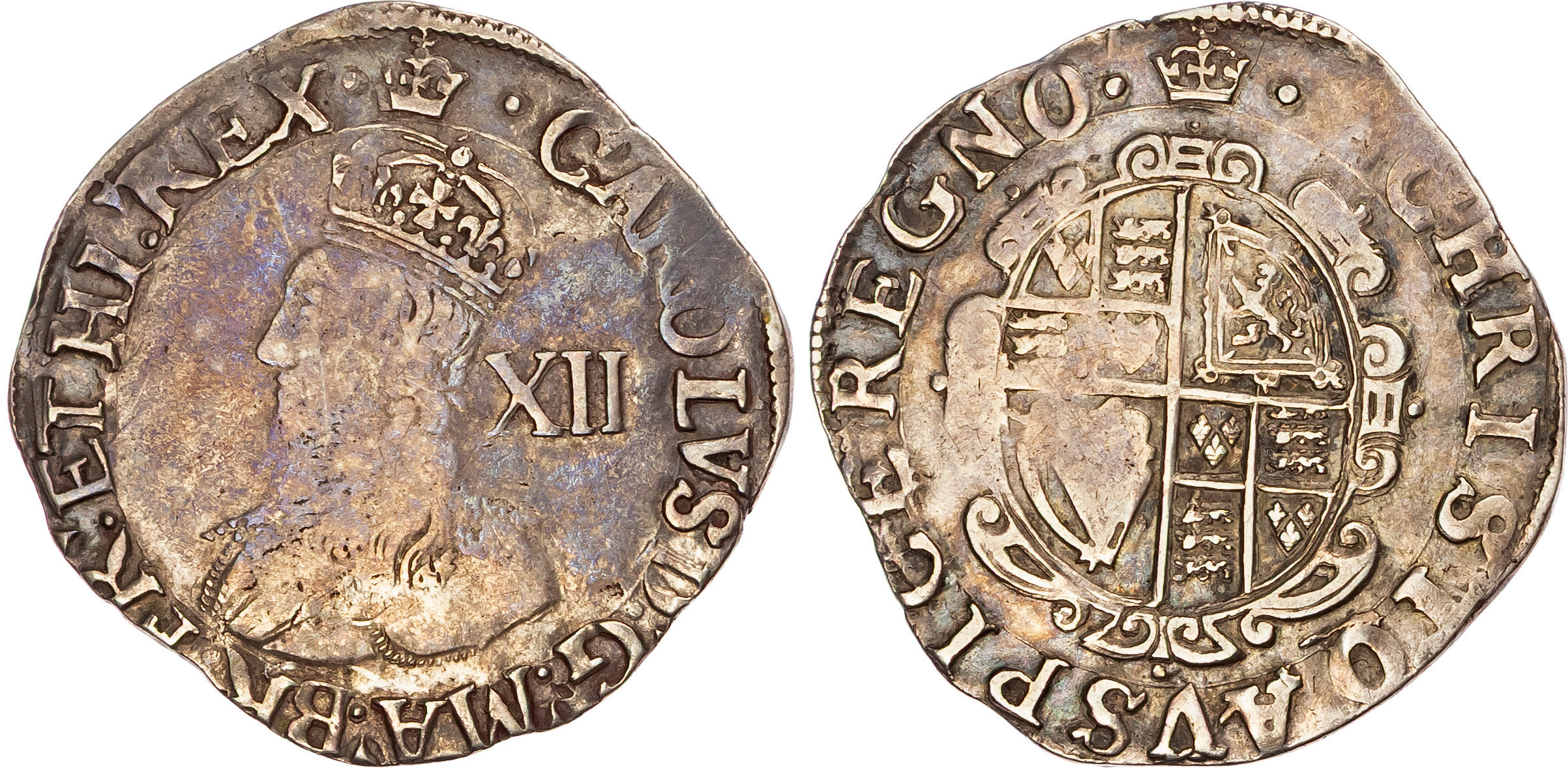 Charles I (1625-1649), AR Shilling, Group D, type 3a, Tower mint (under King), mm. crown (1635-6). 