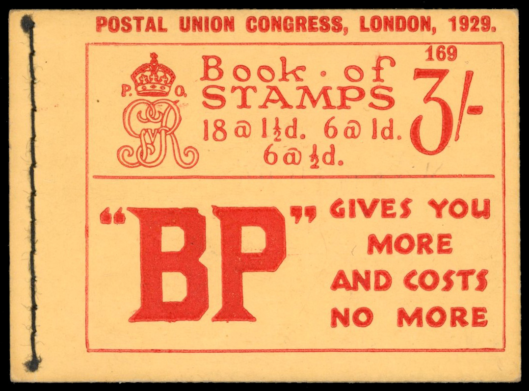 GB 1929 3s Postal Union Congress Booklet (Edition 169) SG BB25