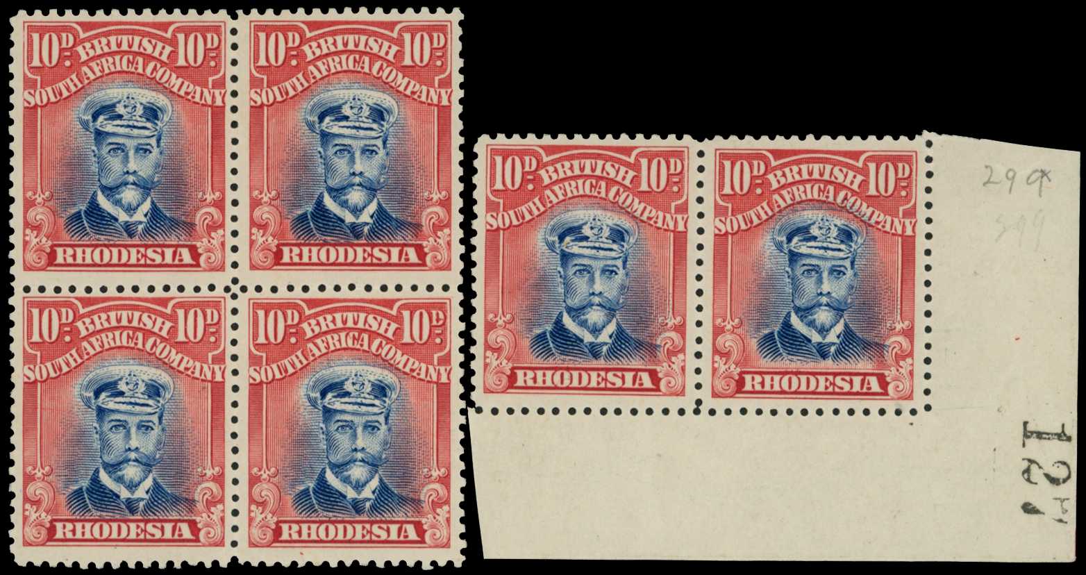 1922-4 10d Head Die IIIB, perf 14, white...