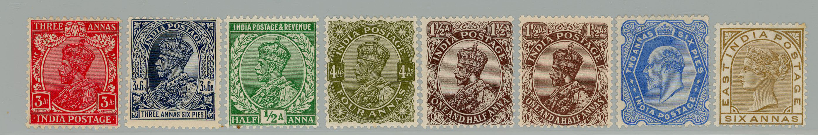 QV-KGVI mint selection arranged on stockcards