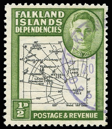 1946 Thick Map ½d black and green, variety...