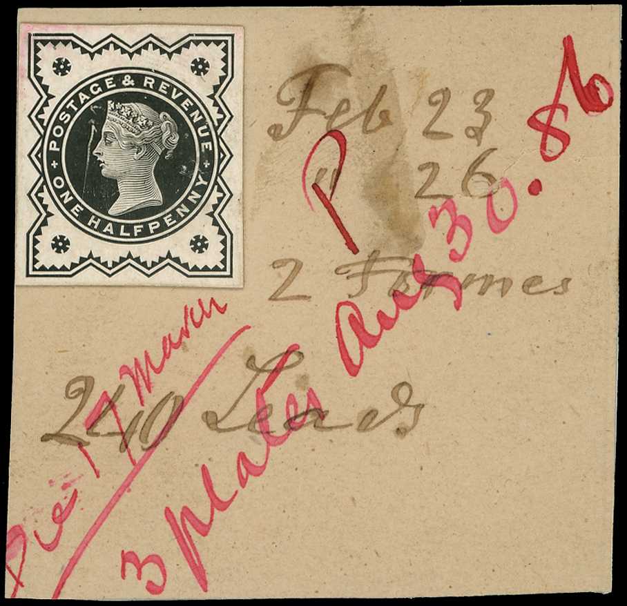 1886 Die proof of the Jubilee ½d in black...