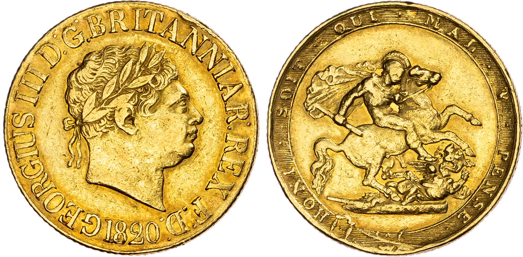 George III (1760-1820) Sovereign, 1820, New Coinage, closed 2.