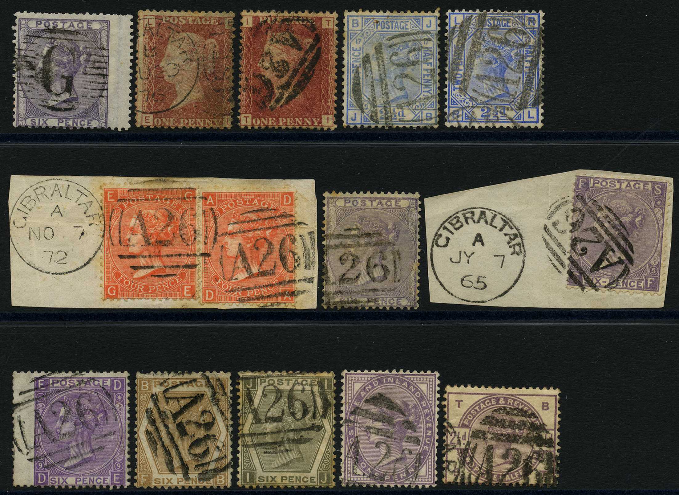 GB used in Gibraltar. 1856-84 small group of...