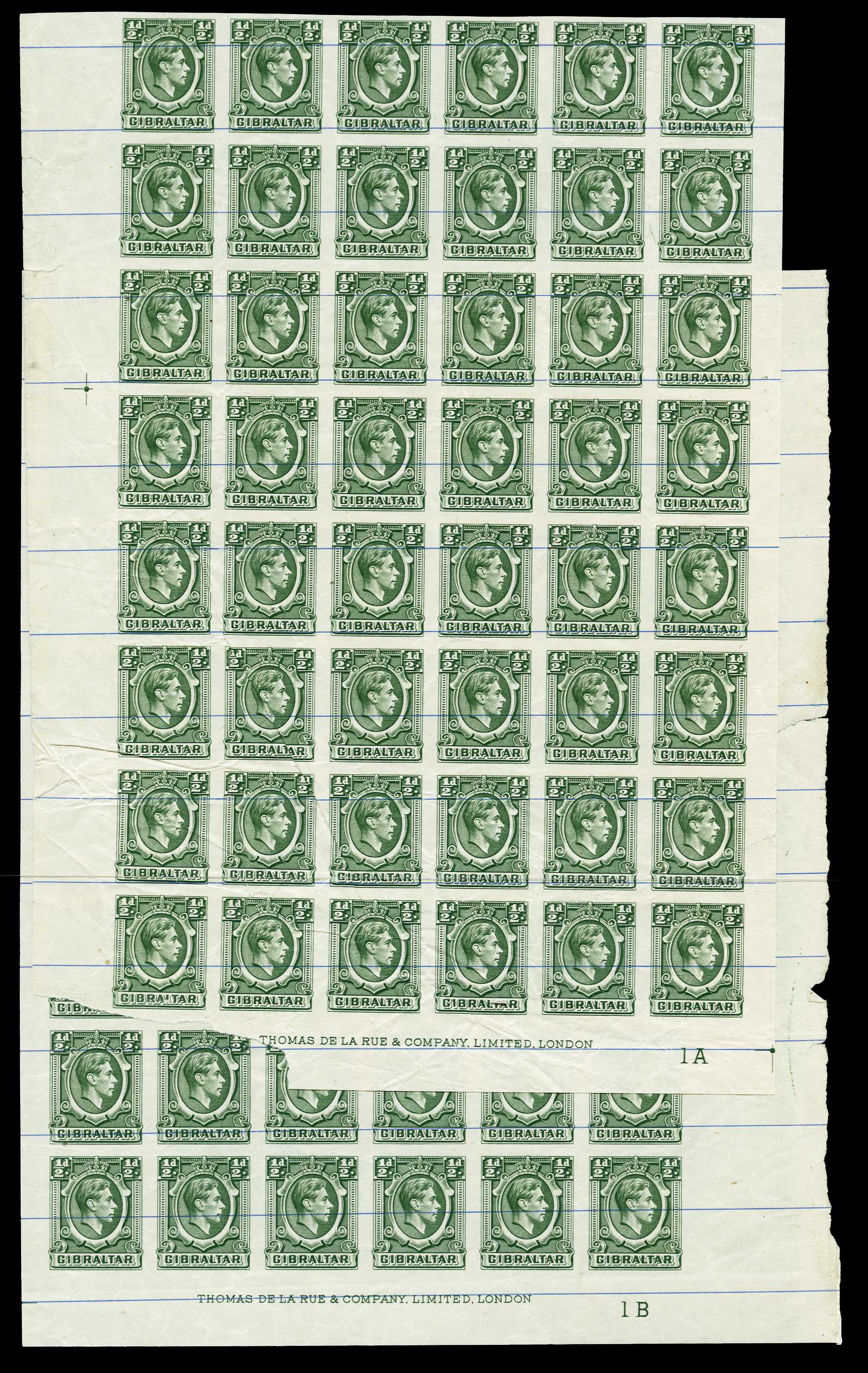 1938-51 ½d deep green, IMPERFORATE...
