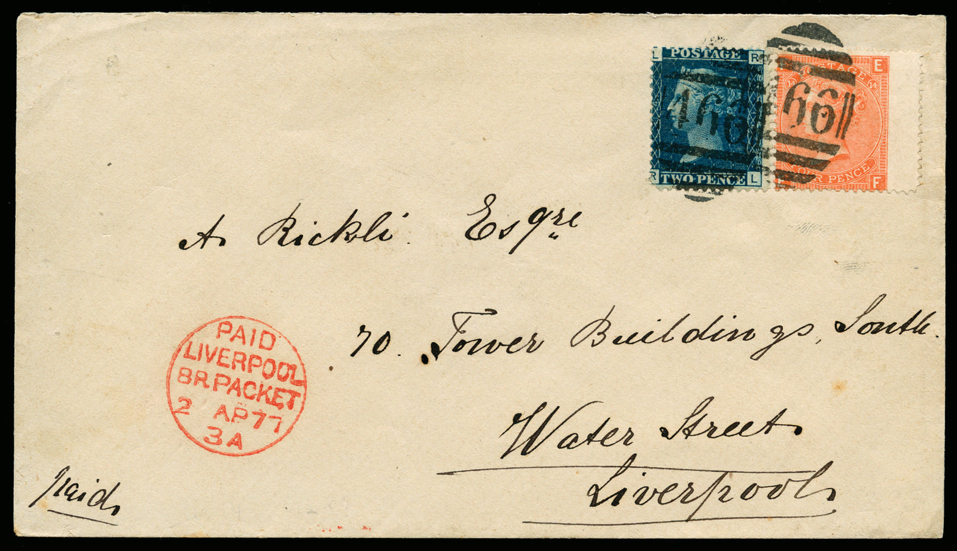 SG47, 94 1877 Used Abroad Cover, Keta to Liverpool