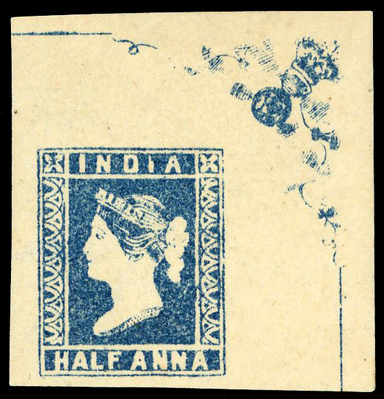 India SG 6 1/2a pos. 8 showing sheet ornaments unused 