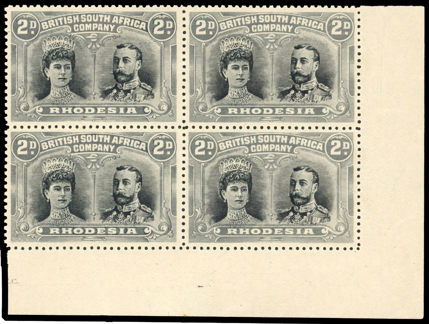 SG 126 2d black and brownish grey, #s 44-50 block mint