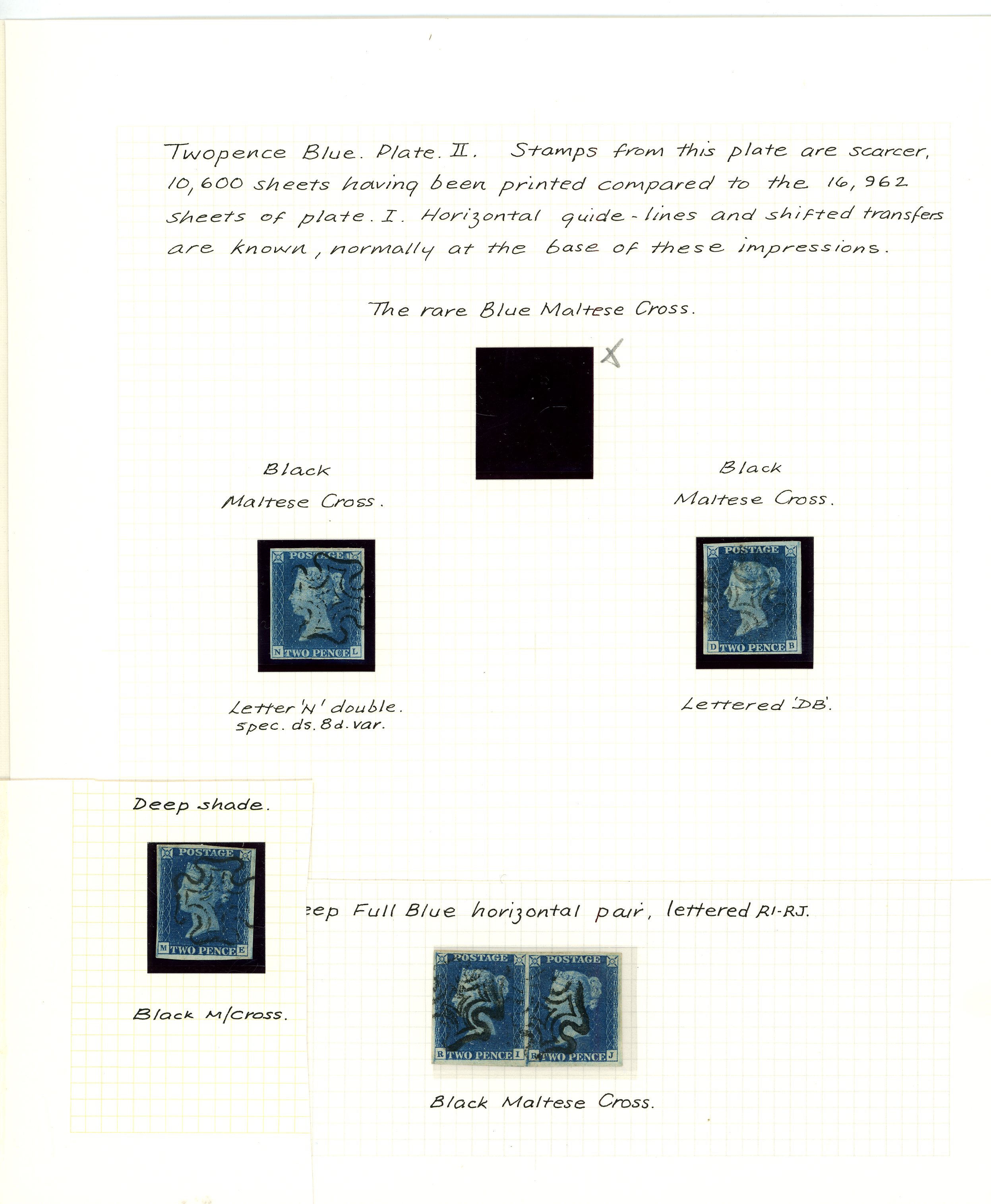 1840 2d Blue Pl.2. A group of four used