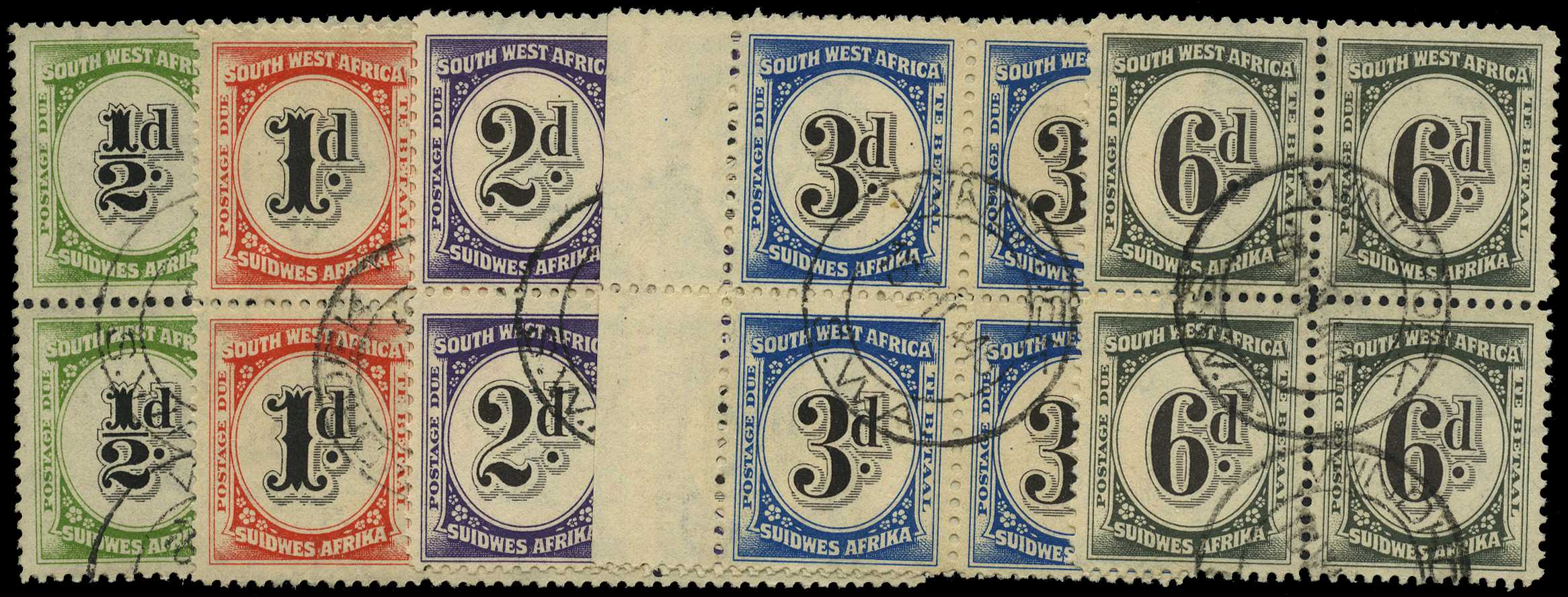 Postage Dues. 1931-59 set of five in blocks...
