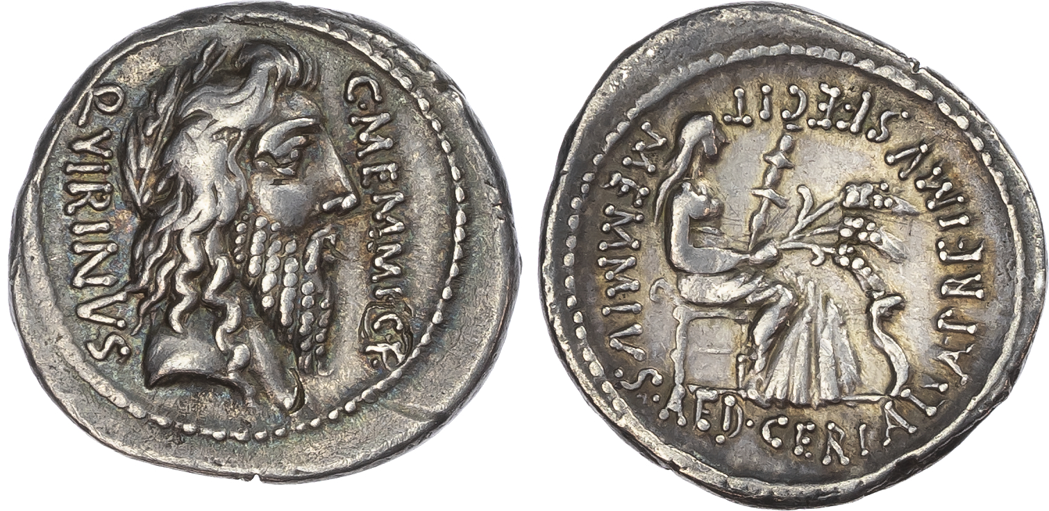 C. Memmius C. f. (56 BC) AR Denarius, Rome, 3.92g. 