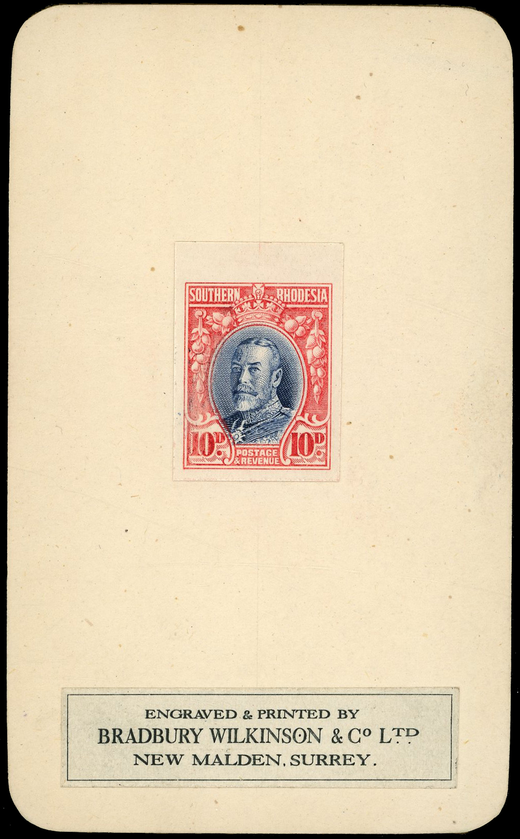 1931-37 Field Marshall 10d blue and scarlet imperf colour trial