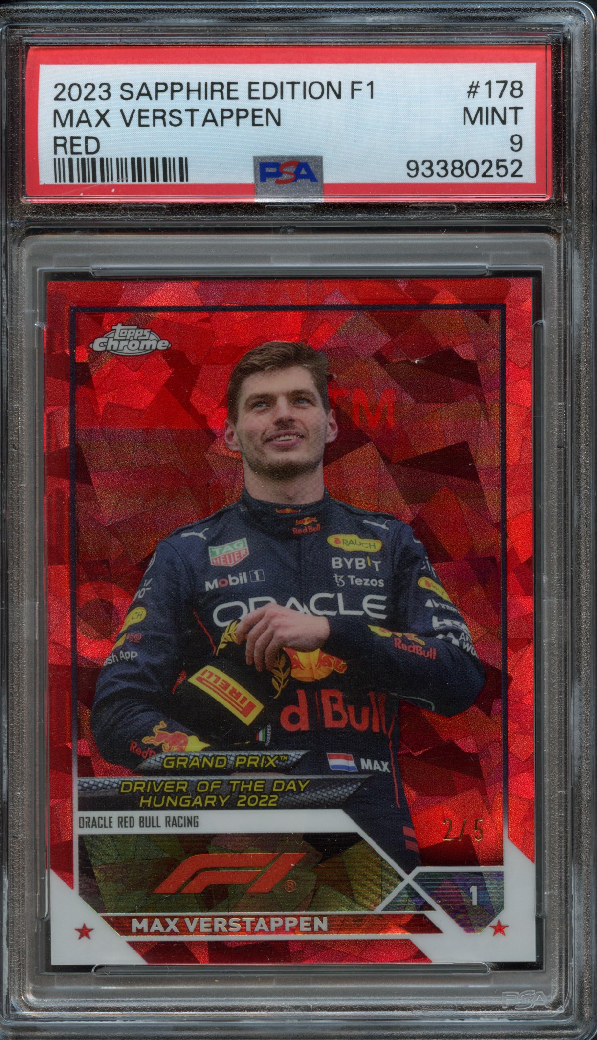 <p>PSA 9 2023 Topps Chrome Sapphire Edition F1 Max Verstappen #178 Red</p>