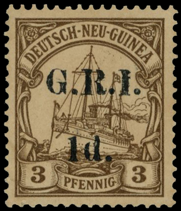 1914 1d on 3pfg brown (setting 4, position...