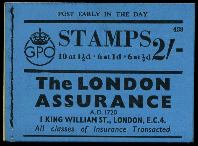1938 (November) 2/- booklet (#438), panes...