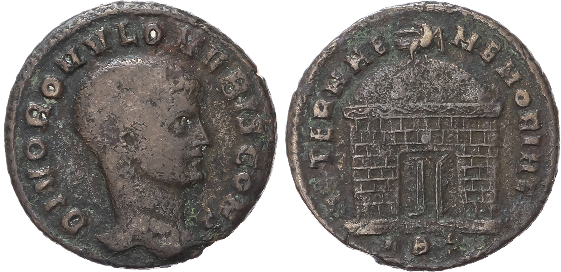 Divus Romulus (d. AD 309), AE Follis, Ostia, c. AD 309-312, 1.65g. 