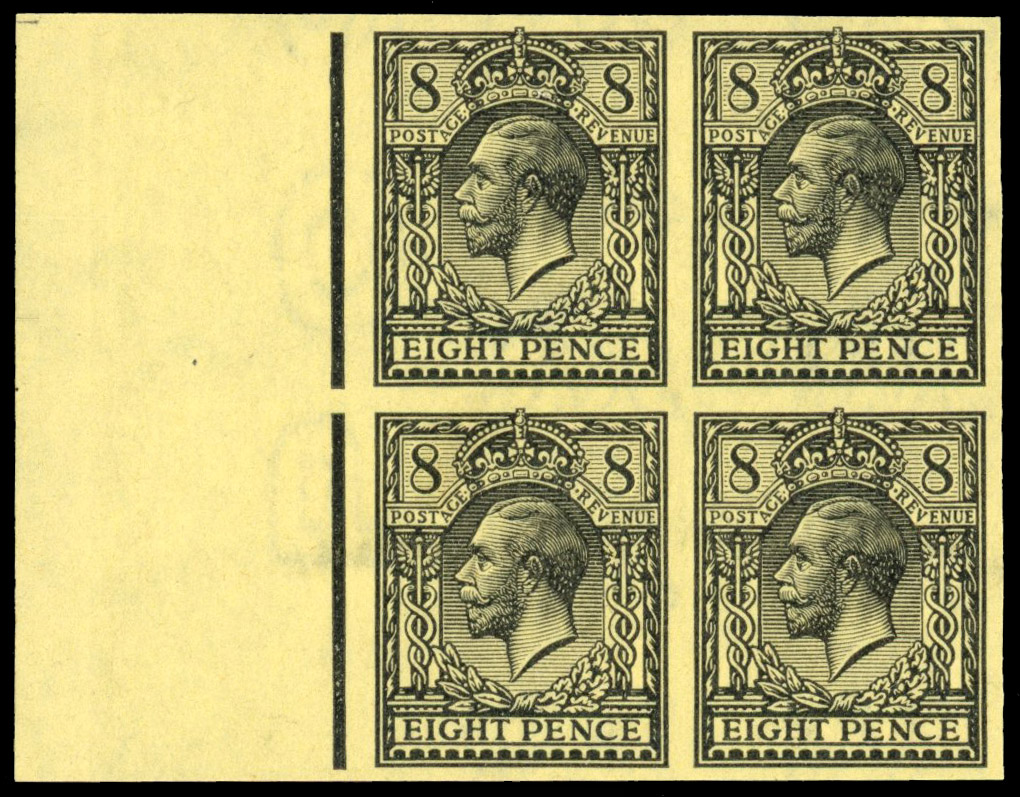 GB 1912-24 8d imperf imprimatur block of 4 U/M