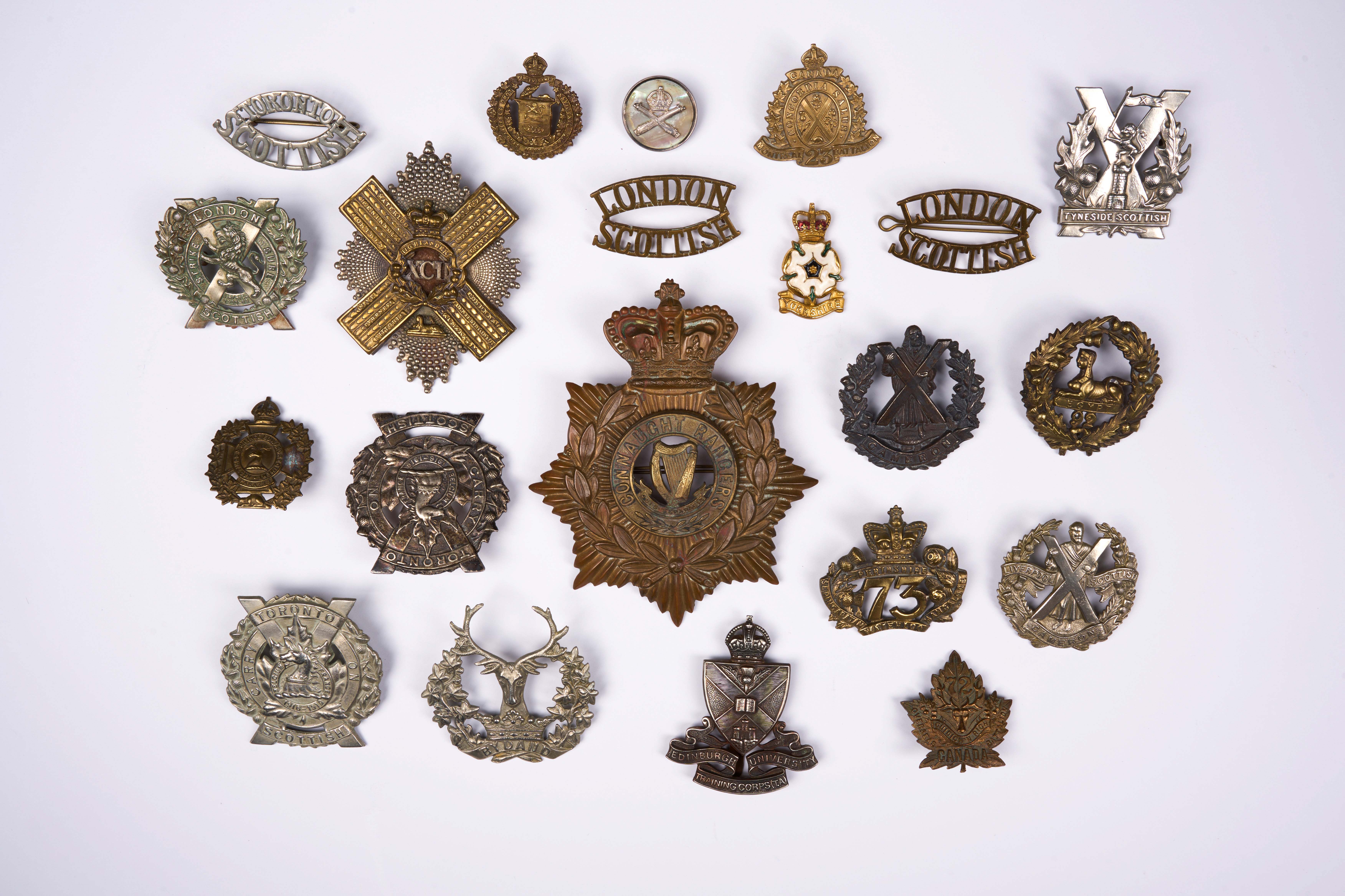 20 British and Commonwealth cap badges, loose in envelope