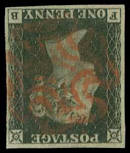 1840 1d Black Pl.1b (Wmk. Inverted). Fine...