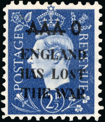 German Propaganda Forgeries; 2½d ENGLAND HAS LOST THE WAR unused