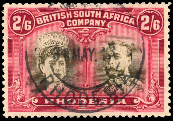 SG 156 2s6d sepia and deep crimson, used at Gwelo